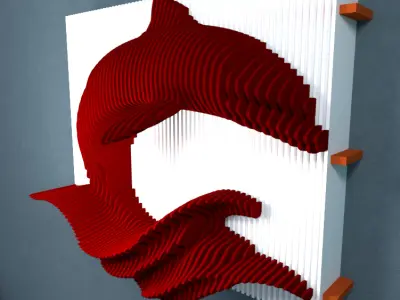 parametric dolphin  wall art cnc laser 3mm 3D print model