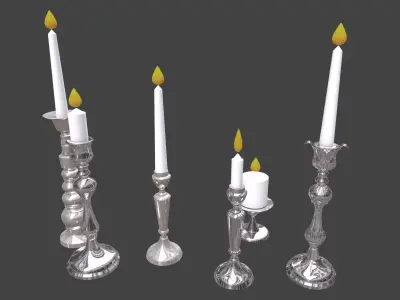 Holder Collection group of silver candle holders 3D model