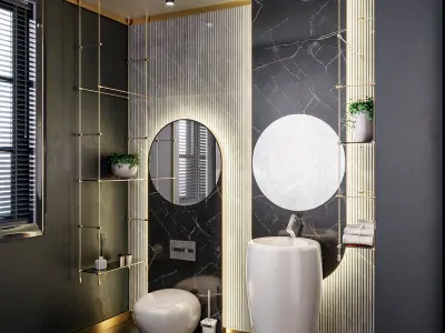Marble WC with Brass Details 2 3D model