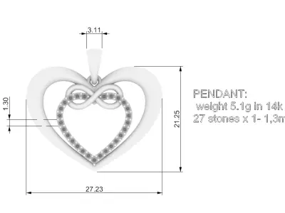 HEART INFINITY PENDANT LOVE SIGN - Diamonds Valentines Day 3D print model