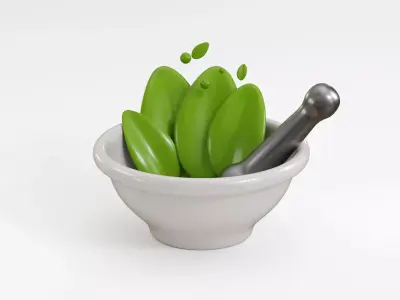 Nature herbal plant with bowl Low-poly 3D model
