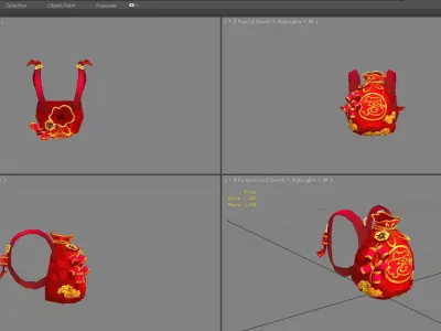 cartoon lucky bag - Chinese style backpack decoration Low-poly 3D model