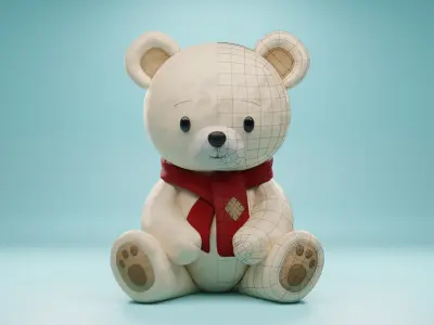 Teddy Bear Nuki Low-poly 3D model