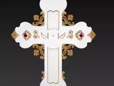 Golden Harmony Cross - Ornamental Baroque Religious Sculpture 3D print model