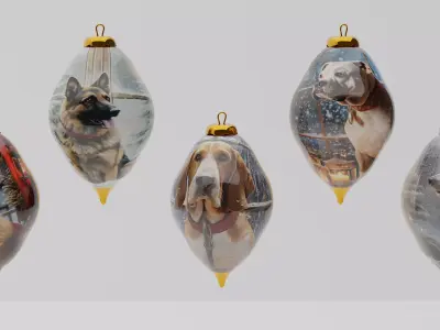 Christmas Pet-dogs-set1 3D model 3D model