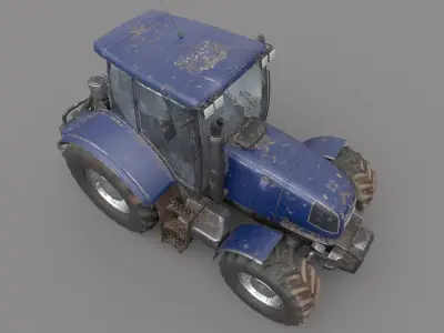 Dirty Tractor lowpoly Low-poly 3D model