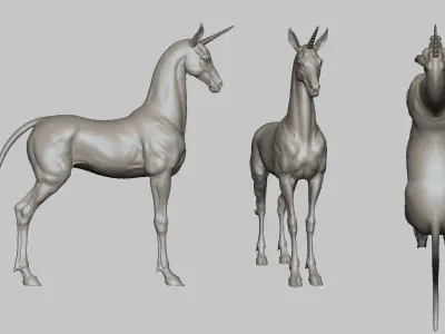 Horse Unicorn  -  TPose 3D model