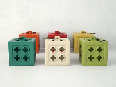Ceramic Square Tealight Lanterns 3D model