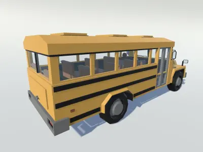 School bus yellow american Low-poly 3D model