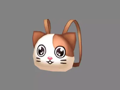 Cartoon children school bag - cat backpack Low-poly 3D model