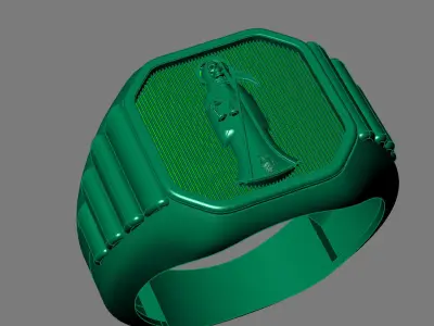 Holy Death Ring Mens Style Santa Muerte Gothic Gents Ring 3D print model