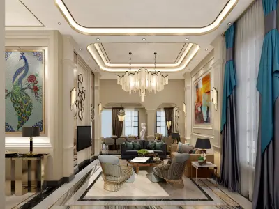 Luxury living room interior 3D model shop