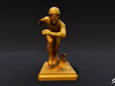 Golden Short Track Statue Low-poly 3D model