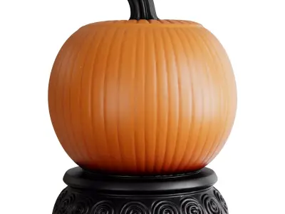 Spooky Pumpkin Light Statue 01 3d print and game ready Low-poly 3D model