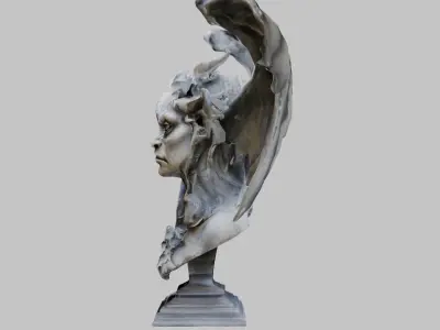 Marble Gargoyle Heads Bust Low-poly 3D model