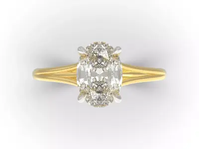 Oval Split Shank Engagement Ring 3D print model