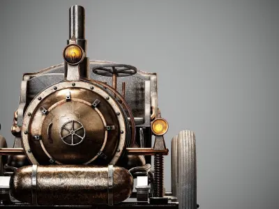 Steampunk Car Vintage Victorian PBR 3D Model  3D model