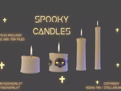 SpooOOOOOKY candles Low-poly 3D model