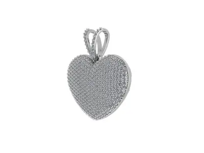 Pendant heart with diamonds 3D print model