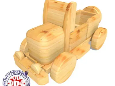 wooden car 01 3D model