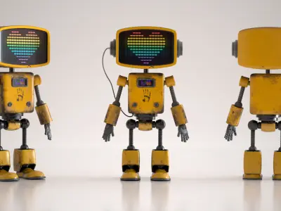Retro Robot  Game-Ready 3D Model Low-poly 3D model