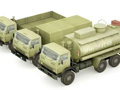 Kamaz 5350 lowpoly collection Low-poly 3D model