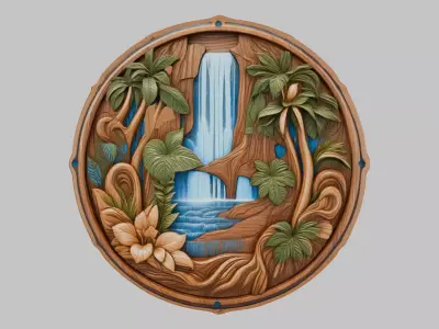 Wooden Carved Emblem Low-poly 3D model purchase