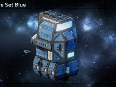 Spaceship Mining Operation Low-poly 3D model