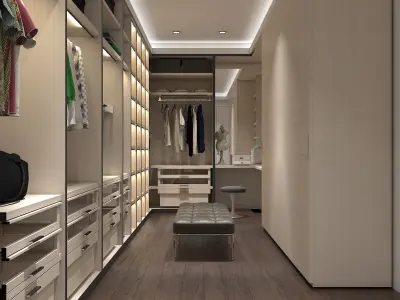 Modern Walk-in Closet  Dressing Room 3D model