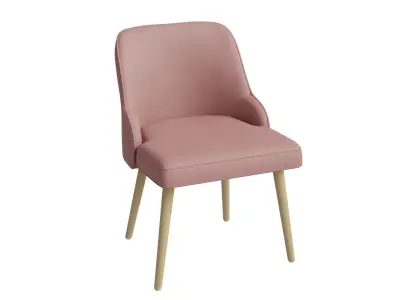 Upholstered Dusty Rose Velvet Dining Chair 3D model