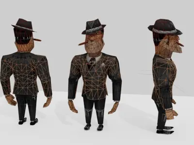 Gangstar Character Rigged Low-poly 3D model