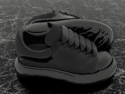 ALEXANDER MCQUEEN 3D SHOES - BLACK GLITTER Low-poly 3D model