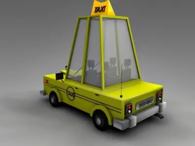 Low Poly Taxi Car Low-poly 3D model