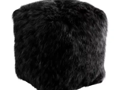 Pouf Black Fur 3D model
