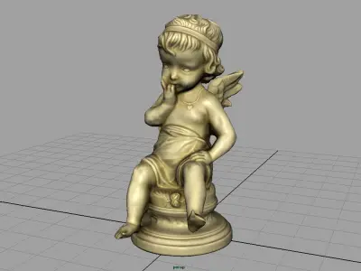 Cupid figurine Low-poly 3D model
