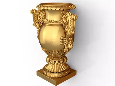 Neoclassical Ornate Urn decorative onlay cnc 3d printing stl 01 3D print model