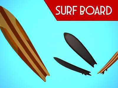SURF BOARD 10 CARTOON STYLIZED Low-poly 3D model