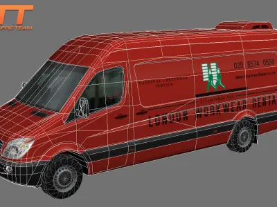 Mercedes benz Sprinter London rental Extra long Low-poly 3D model