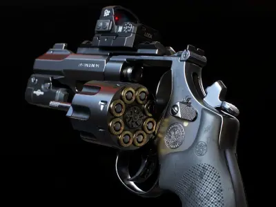 R8 Revolver Low-poly 3D model