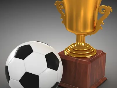 Gold Cup and Soccer Ball Low-poly 3D model