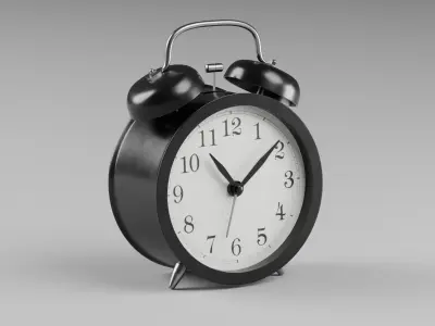 Retro alarm clock black Low-poly 3D model
