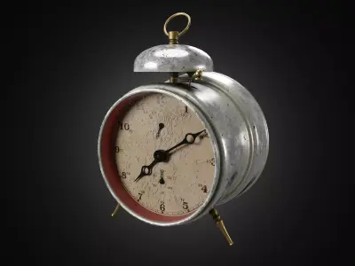 Old alarm clock in vintage style 3D model