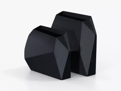 Black Vase Origami Set Low-poly 3D model