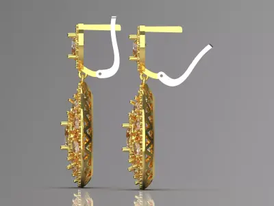 Worldly Teardrop Drop stl 3d Earrings model je0095 3D print model