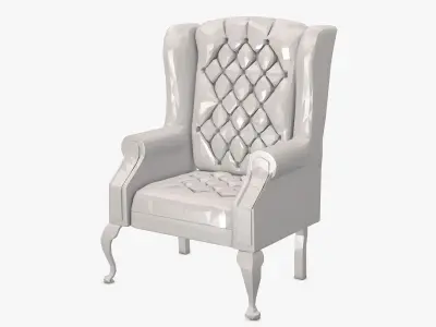 Luxury White Armchair Low Poly 3D model