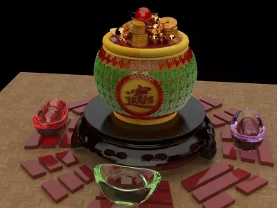 Chinese treasure pot   3D model
