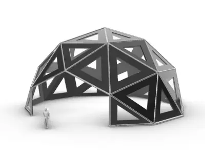 Geodesic Dome Large with Frame and Panels and Entryway 3D model