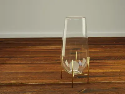 Decorative Glas With Metal Base Vase Low-poly 3D model
