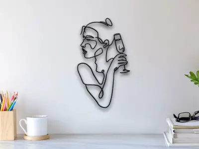Drink Champain Woman Wall Art 3D print model