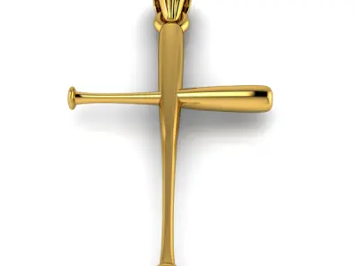 Cross Baseball Bats Pendant Charm Necklace Jewelry 3D print model